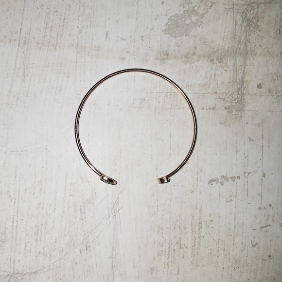 Gold Rhinestone Crystal Heart Cuff Bangle Bracelet - Picture 8 of 8